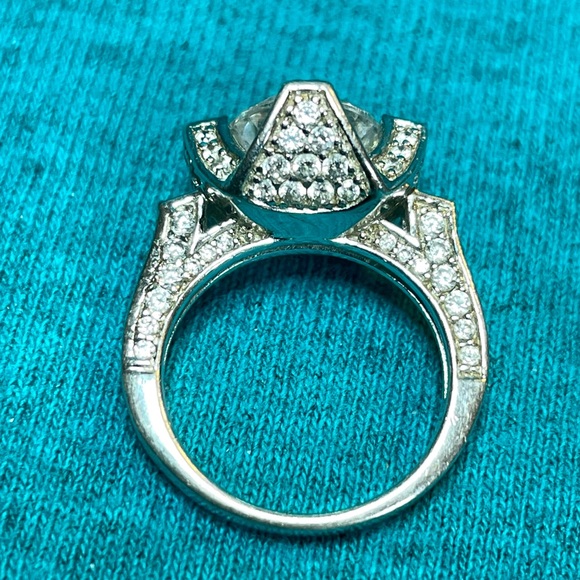 925 Silver CZ and PAJ markings on this Engagement/cocktail Ring. - Picture 8 of 8